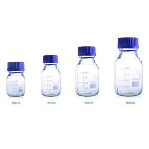 Chemische Glaswaren Graduiertes Borosilikat 250毫升500毫升1000毫升Glasreagenzmedienflasche麻省理工学院blauem Schraubverschluss