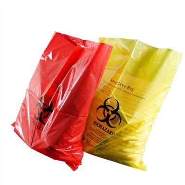 医院用黄色红色HDPE塑料一次性废物袋Autoclavable医学生物危害的包袋